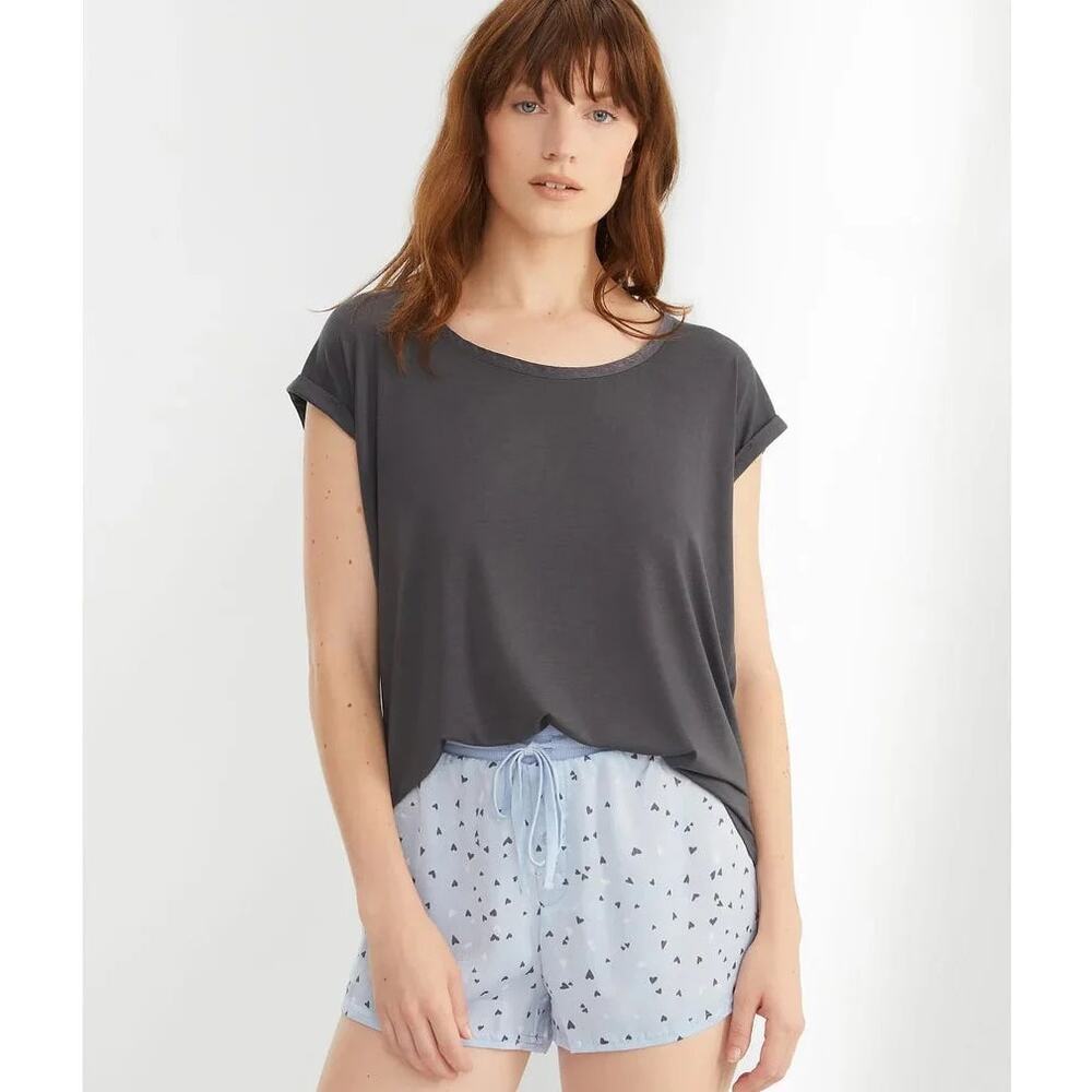 Bare Necessities Rise and Shine Satin Shorts Hearts Print New With Tags Size S